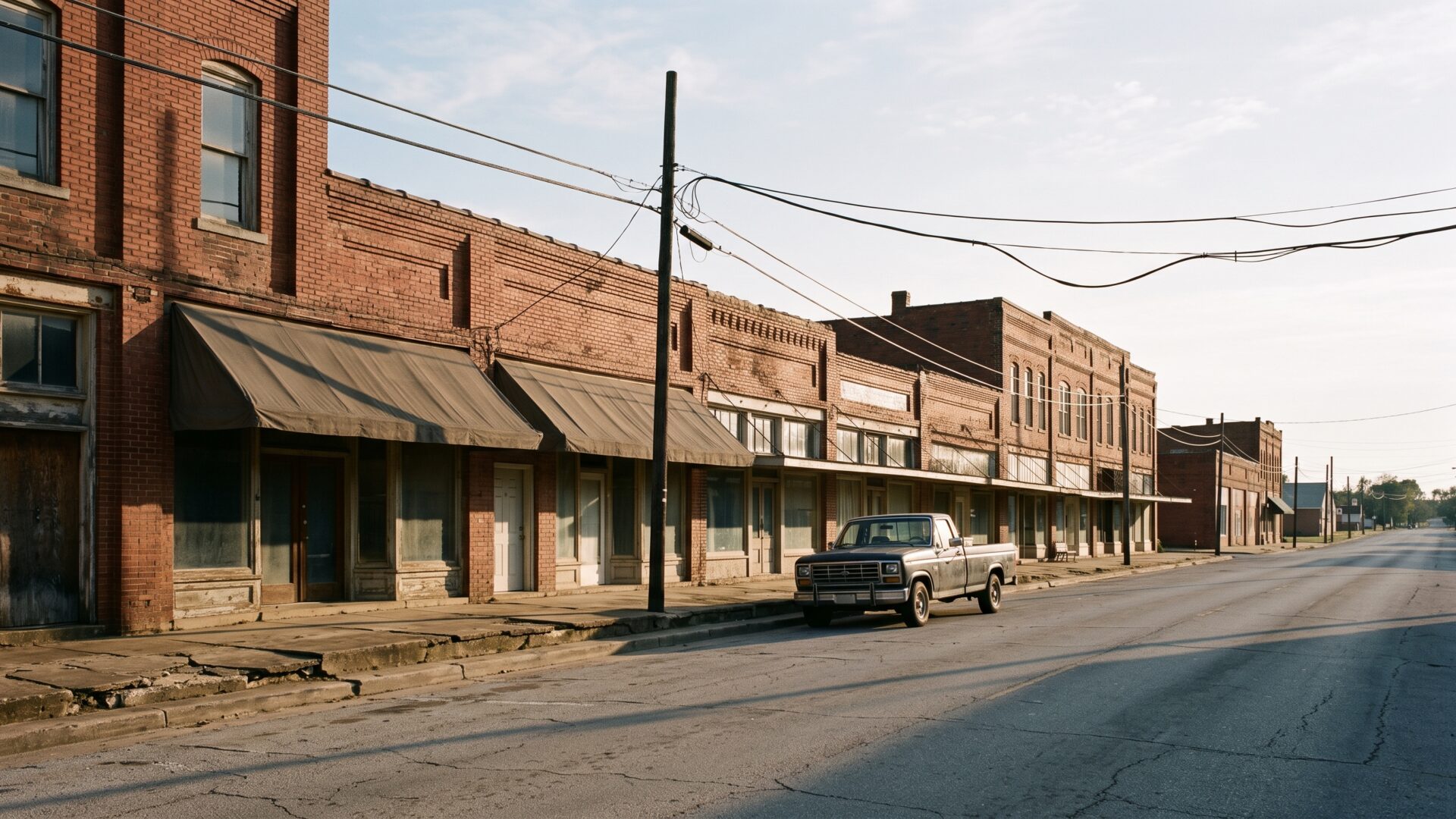 A rural main street with little activity, the general mood the confidence index and affordability survey recorded.