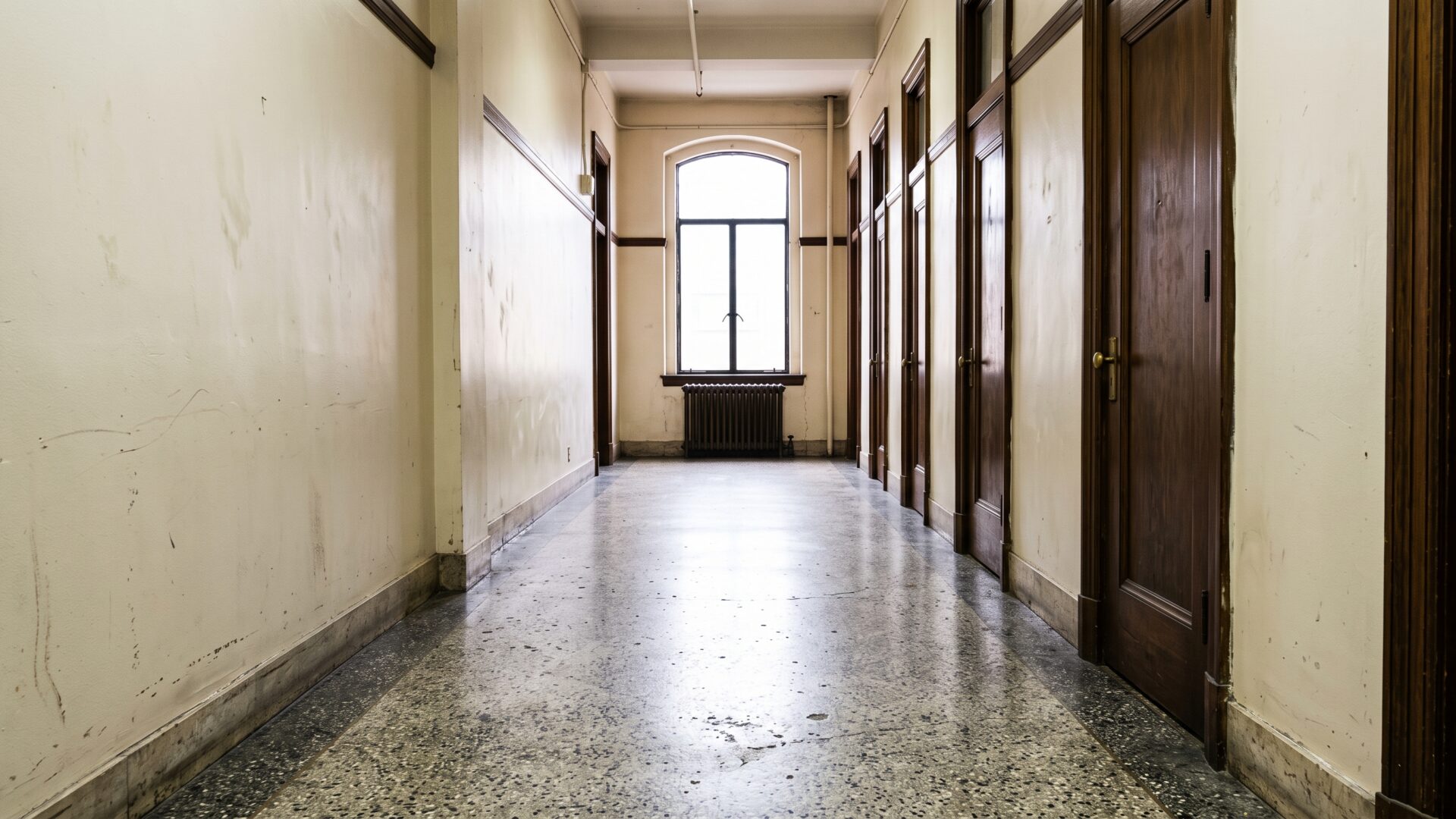A government office corridor, the institutional setting where eligibility decisions on these programs are made.