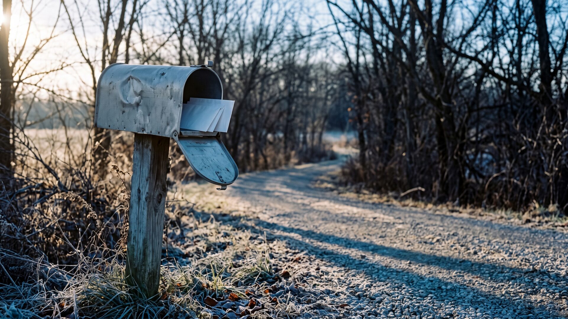 A rural mailbox at the curb holding plain envelopes, where an enrollee learns their own premium figure.