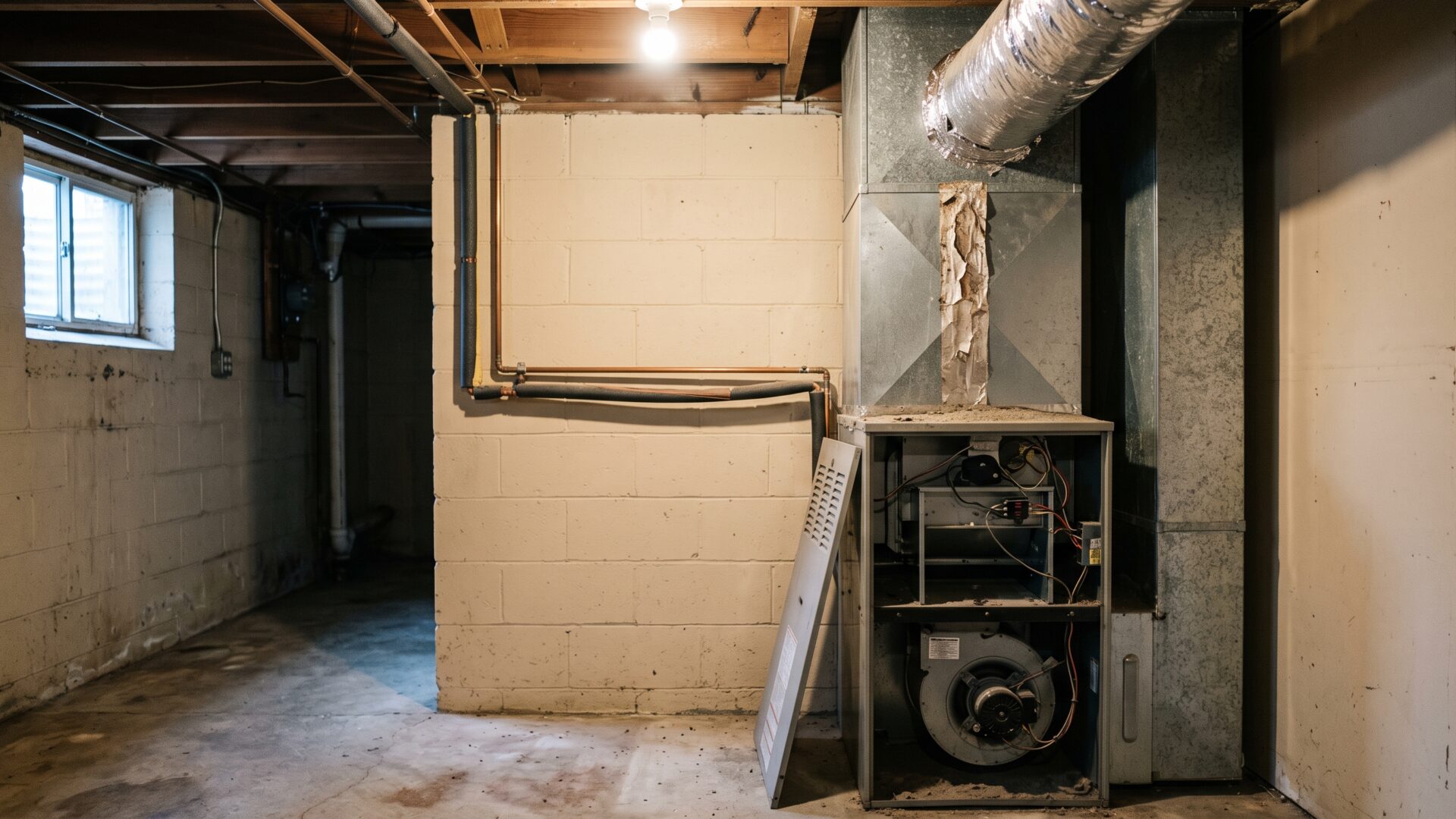 The interior of a residential air handler, showing where the filter sits in the airflow path described in slide 3.